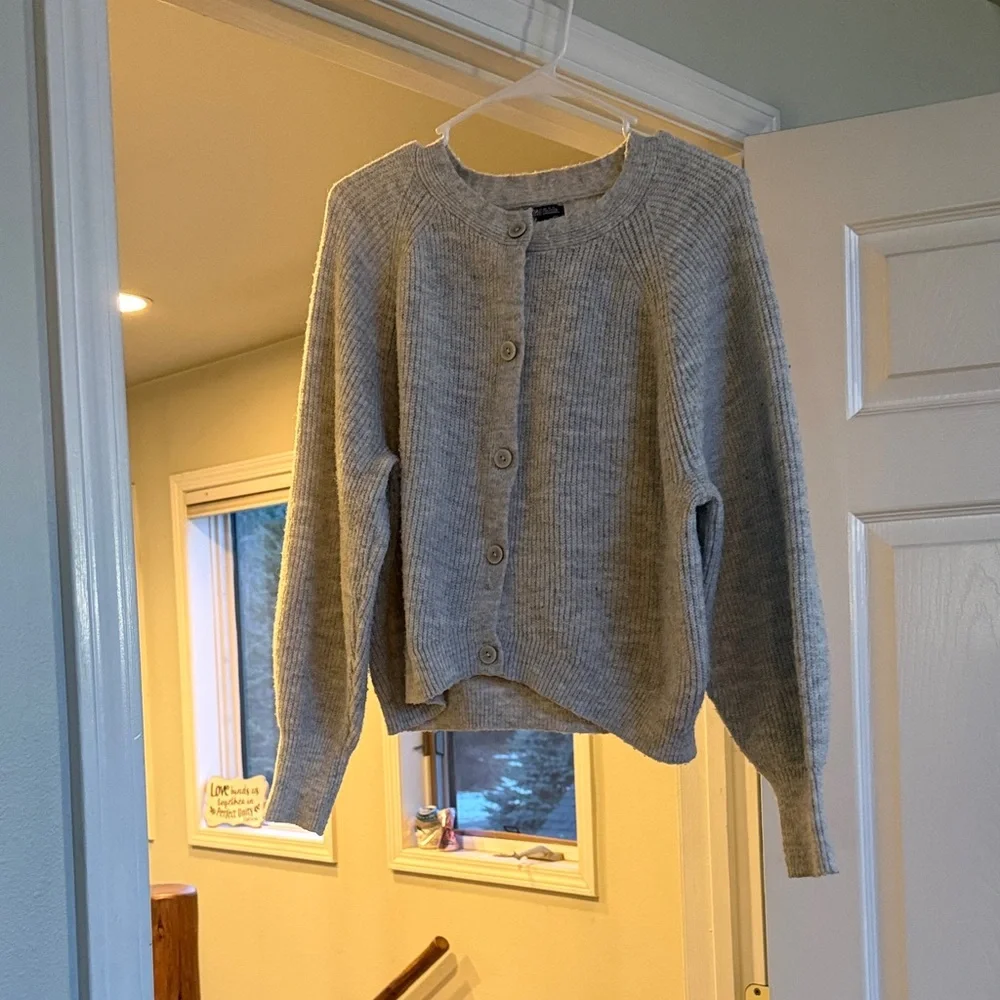 wild fable Light Gray Ribbed Button-Front Cardigan - Picture 1 of 4